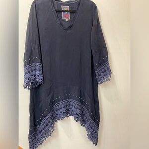 Johnny Was Navy Tunic with denim  blue